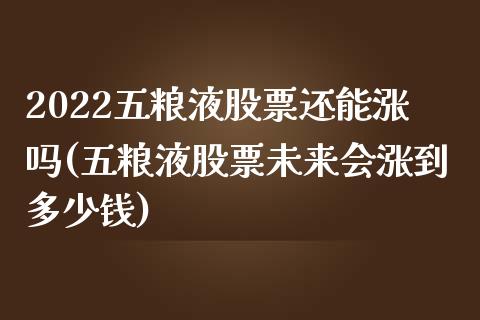 2022五粮液股票还能涨吗(五粮液股票未来会涨到多少钱)_https://www.yunyouns.com_期货直播_第1张