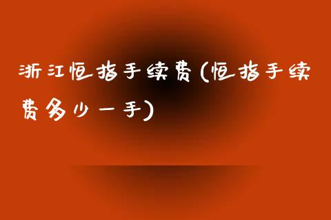 浙江恒指手续费(恒指手续费多少一手)_https://www.yunyouns.com_期货直播_第1张