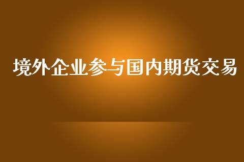 境外企业参与国内期货交易_https://www.yunyouns.com_股指期货_第1张