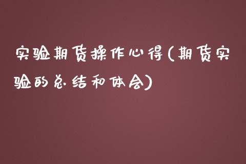 实验期货操作心得(期货实验的总结和体会)_https://www.yunyouns.com_恒生指数_第1张