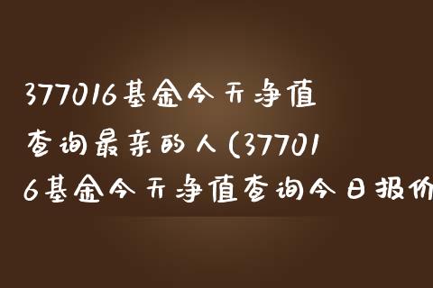 377016基金今天净值查询最亲的人(377016基金今天净值查询今日报价377016)_https://www.yunyouns.com_股指期货_第1张