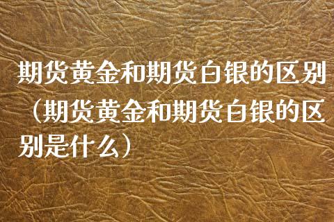 期货黄金和期货白银的区别（期货黄金和期货白银的区别是什么）_https://www.yunyouns.com_股指期货_第1张