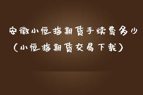 安徽小恒指期货手续费多少（小恒指期货交易下载）_https://www.yunyouns.com_期货行情_第1张