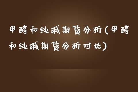 甲醇和纯碱期货分析(甲醇和纯碱期货分析对比)_https://www.yunyouns.com_期货行情_第1张