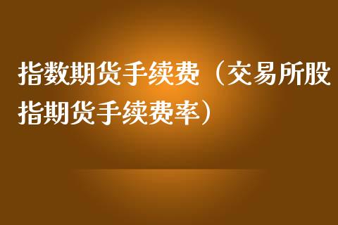 指数期货手续费（交易所股指期货手续费率）_https://www.yunyouns.com_期货直播_第1张