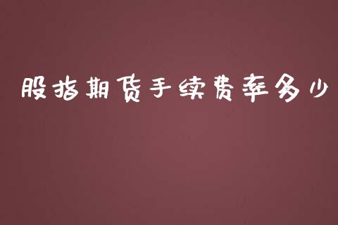 股指期货手续费率多少_https://www.yunyouns.com_恒生指数_第1张