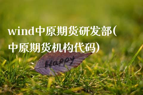 wind中原期货研发部(中原期货机构代码)_https://www.yunyouns.com_恒生指数_第1张