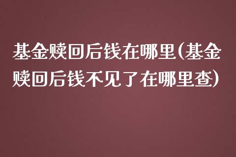 基金赎回后钱在哪里(基金赎回后钱不见了在哪里查)_https://www.yunyouns.com_期货行情_第1张