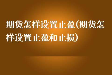 期货怎样设置止盈(期货怎样设置止盈和止损)_https://www.yunyouns.com_期货行情_第1张