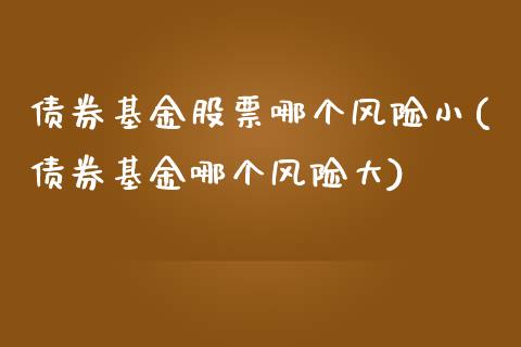 债券基金股票哪个风险小(债券基金哪个风险大)_https://www.yunyouns.com_期货行情_第1张