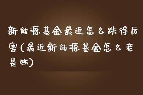 新能源基金最近怎么跌得厉害(最近新能源基金怎么老是铁)_https://www.yunyouns.com_恒生指数_第1张