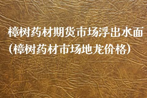 樟树药材期货市场浮出水面(樟树药材市场地龙价格)_https://www.yunyouns.com_恒生指数_第1张