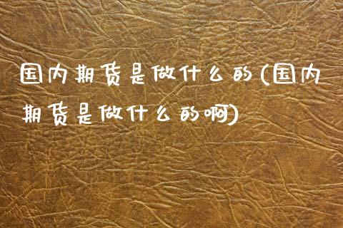 国内期货是做什么的(国内期货是做什么的啊)_https://www.yunyouns.com_期货行情_第1张