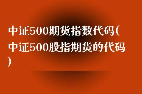 中证500期货指数代码(中证500股指期货的代码)_https://www.yunyouns.com_股指期货_第1张