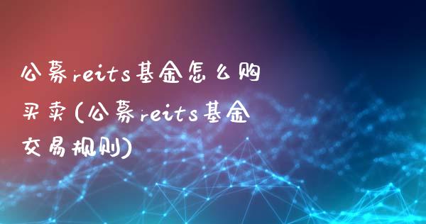 公募reits基金怎么购买卖(公募reits基金交易规则)_https://www.yunyouns.com_期货直播_第1张