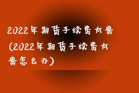 2022年期货手续费太贵(2022年期货手续费太贵怎么办)_https://www.yunyouns.com_期货直播_第1张