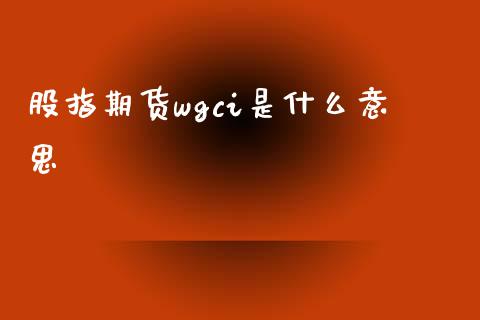 股指期货wgci是什么意思_https://www.yunyouns.com_股指期货_第1张