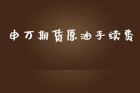 申万期货原油手续费_https://www.yunyouns.com_股指期货_第1张