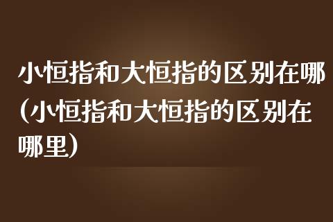 小恒指和大恒指的区别在哪(小恒指和大恒指的区别在哪里)_https://www.yunyouns.com_期货直播_第1张