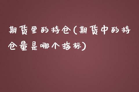 期货里的持仓(期货中的持仓量是哪个指标)_https://www.yunyouns.com_期货直播_第1张