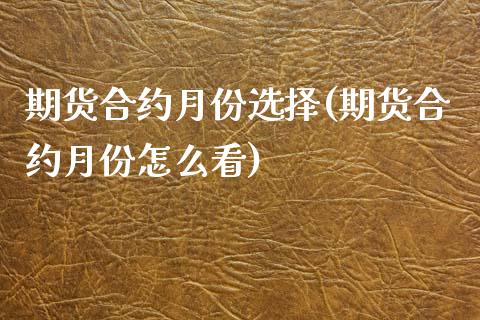 期货合约月份选择(期货合约月份怎么看)_https://www.yunyouns.com_恒生指数_第1张