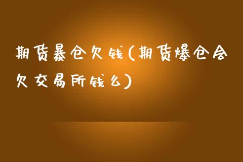 期货暴仓欠钱(期货爆仓会欠交易所钱么)_https://www.yunyouns.com_恒生指数_第1张