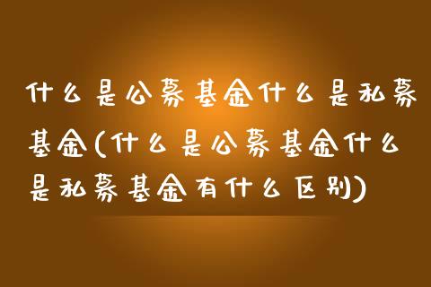 什么是公募基金什么是私募基金(什么是公募基金什么是私募基金有什么区别)_https://www.yunyouns.com_恒生指数_第1张