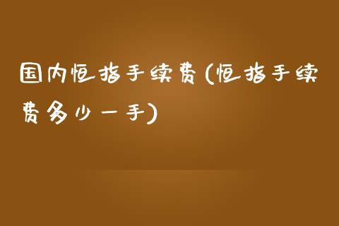 国内恒指手续费(恒指手续费多少一手)_https://www.yunyouns.com_恒生指数_第1张