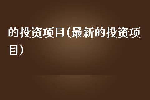 的投资项目(最新的投资项目)_https://www.yunyouns.com_期货直播_第1张