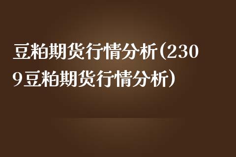 豆粕期货行情分析(2309豆粕期货行情分析)_https://www.yunyouns.com_期货行情_第1张