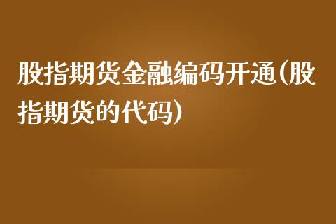 股指期货金融编码开通(股指期货的代码)_https://www.yunyouns.com_期货行情_第1张