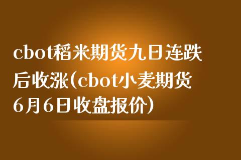 cbot稻米期货九日连跌后收涨(cbot小麦期货6月6日收盘报价)_https://www.yunyouns.com_期货行情_第1张