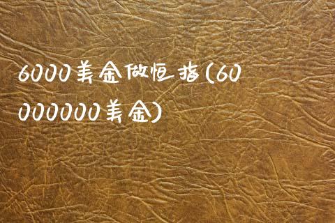 6000美金做恒指(60000000美金)_https://www.yunyouns.com_期货直播_第1张