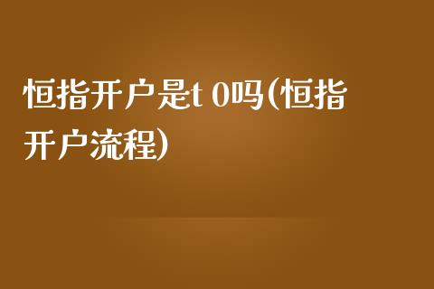 恒指开户是t 0吗(恒指开户流程)_https://www.yunyouns.com_期货行情_第1张