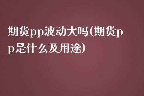 期货pp波动大吗(期货pp是什么及用途)_https://www.yunyouns.com_股指期货_第1张