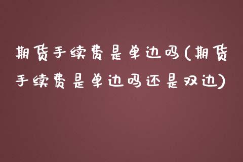 期货手续费是单边吗(期货手续费是单边吗还是双边)_https://www.yunyouns.com_期货行情_第1张