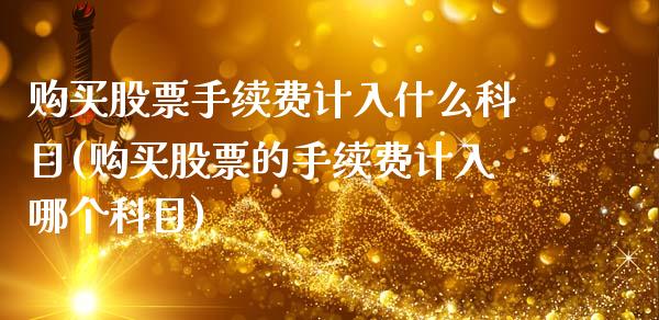 购买股票手续费计入什么科目(购买股票的手续费计入哪个科目)_https://www.yunyouns.com_股指期货_第1张