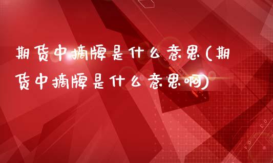 期货中摘牌是什么意思(期货中摘牌是什么意思啊)_https://www.yunyouns.com_期货直播_第1张