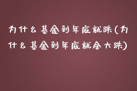 为什么基金到年底就跌(为什么基金到年底就会大跌)_https://www.yunyouns.com_期货直播_第1张