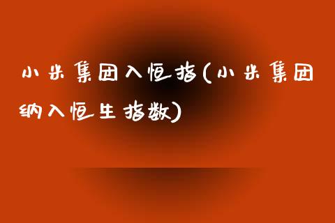 小米集团入恒指(小米集团纳入恒生指数)_https://www.yunyouns.com_股指期货_第1张