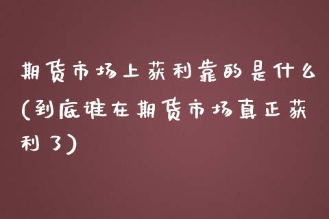 期货市场上获利靠的是什么(到底谁在期货市场真正获利了)_https://www.yunyouns.com_期货行情_第1张