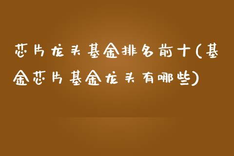 芯片龙头基金排名前十(基金芯片基金龙头有哪些)_https://www.yunyouns.com_恒生指数_第1张