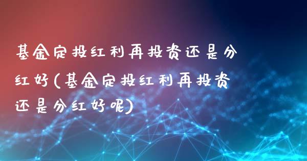 基金定投红利再投资还是分红好(基金定投红利再投资还是分红好呢)_https://www.yunyouns.com_期货行情_第1张