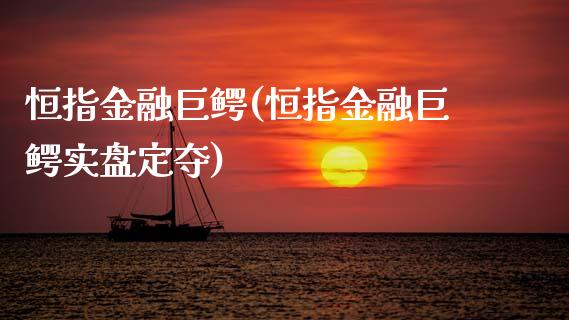 恒指金融巨鳄(恒指金融巨鳄实盘定夺)_https://www.yunyouns.com_股指期货_第1张