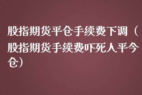 股指期货平仓手续费下调（股指期货手续费吓平今仓）_https://www.yunyouns.com_期货行情_第1张