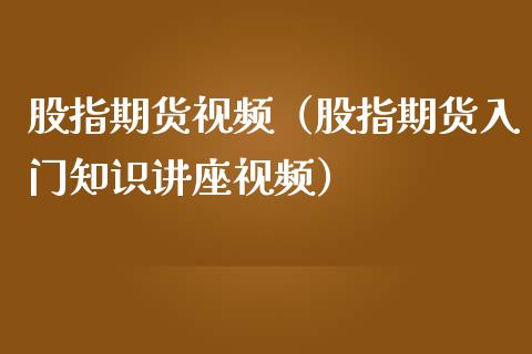 股指期货视频（股指期货入门知识讲座视频）_https://www.yunyouns.com_期货直播_第1张