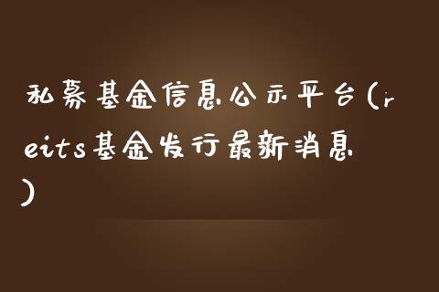 私募基金信息公示平台(reits基金发行最新消息)_https://www.yunyouns.com_期货行情_第1张