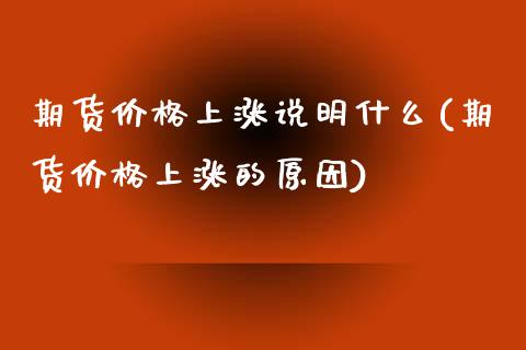 期货价格上涨说明什么(期货价格上涨的原因)_https://www.yunyouns.com_期货直播_第1张