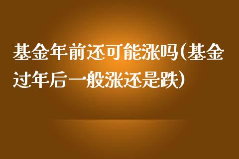 基金年前还可能涨吗(基金过年后一般涨还是跌)_https://www.yunyouns.com_期货直播_第1张