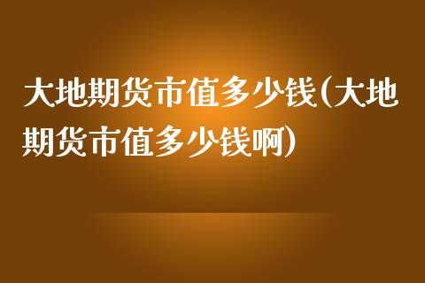 大地期货市值多少钱(大地期货市值多少钱啊)_https://www.yunyouns.com_期货直播_第1张